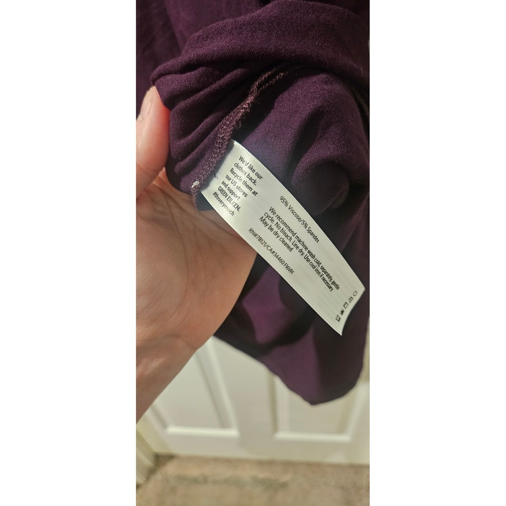 Eileen Fisher XL Eggplant Turtleneck Tunic Top Oversized Stretch Knit Purple - Picture 3 of 5